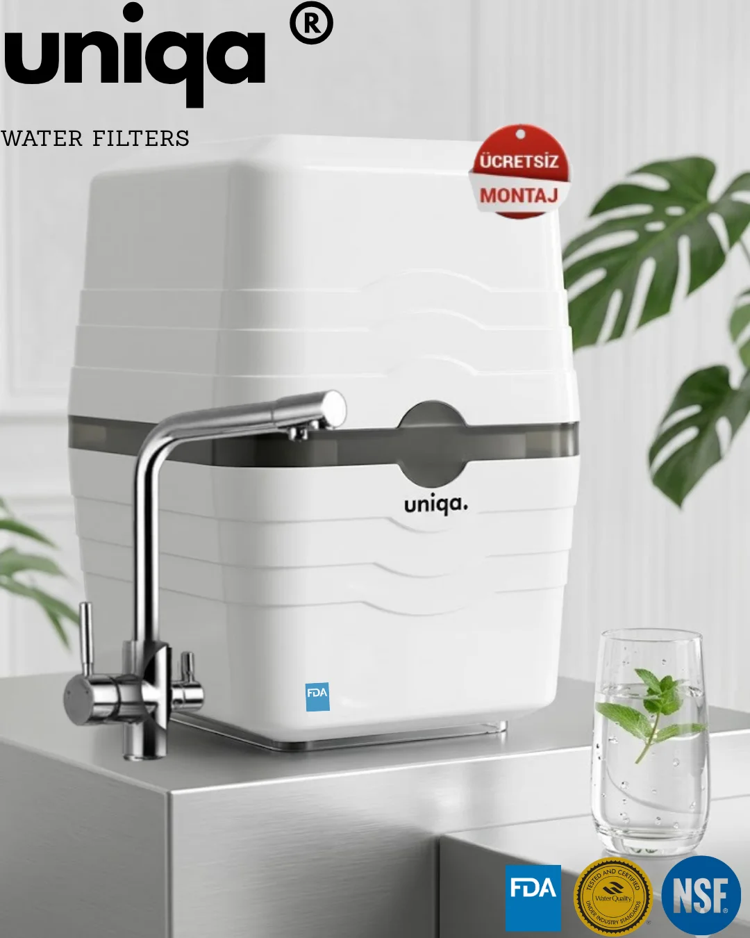 Uniqa Eco NSF Mineral Filtreli Tezgahaltı Su Arıtma Cihazı